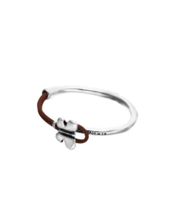 Brown leather bracelet with butterfly ornament