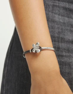 Brown leather bracelet with butterfly ornament