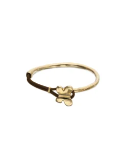 Brown leather bracelet with butterfly ornament