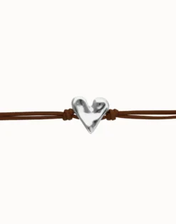 Brown leather bracelet with heart detail