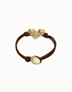 Brown leather bracelet with heart detail