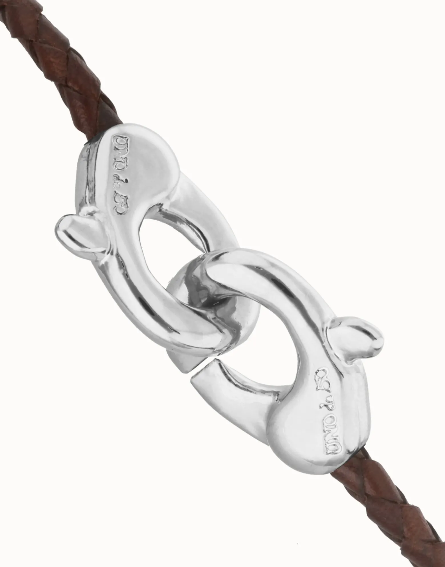 Brown leather bracelet with interlocking carabiner