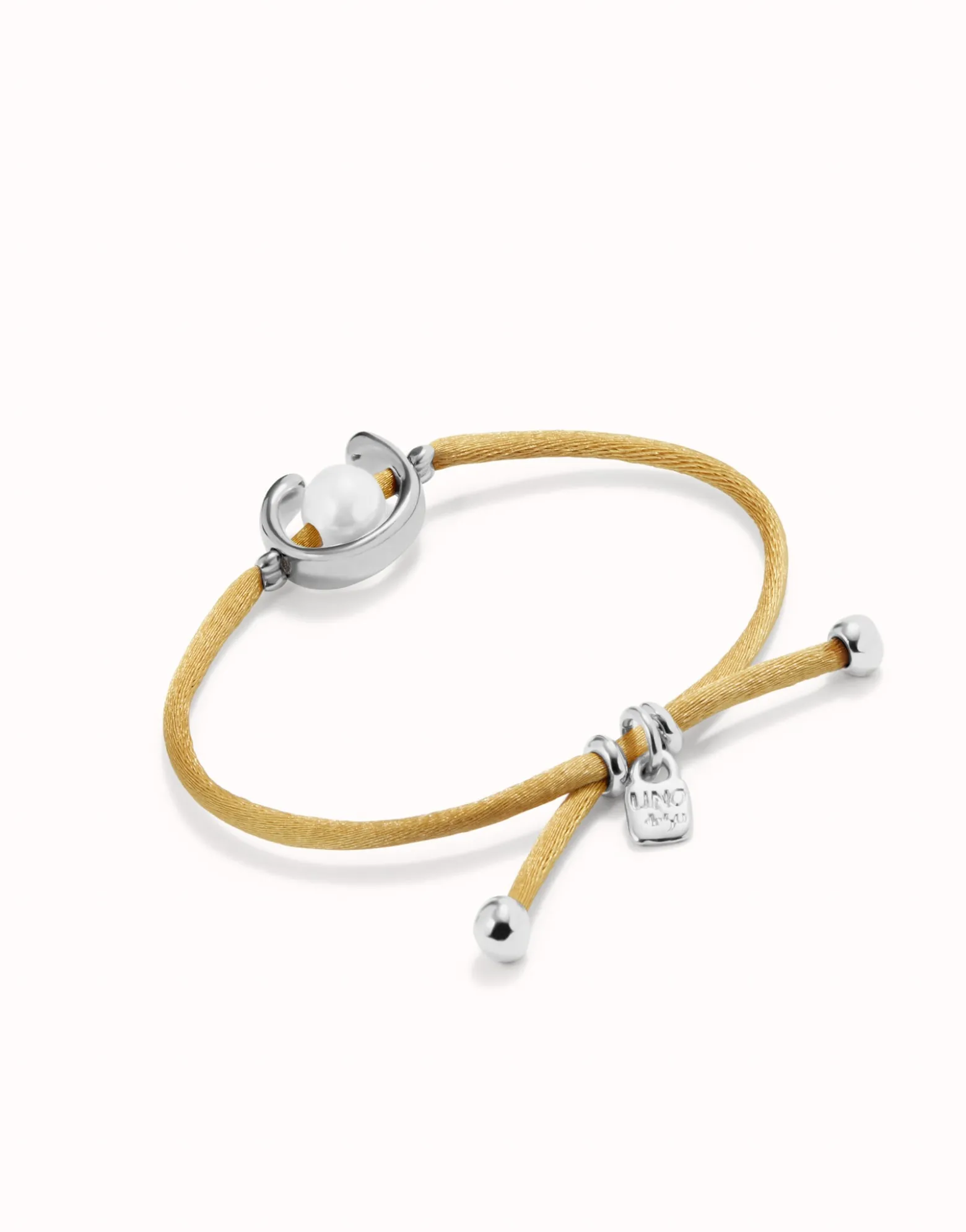Camel cord bracelet with a pearl