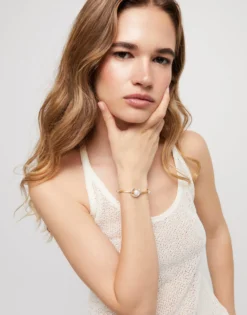 Camel cord bracelet with a pearl