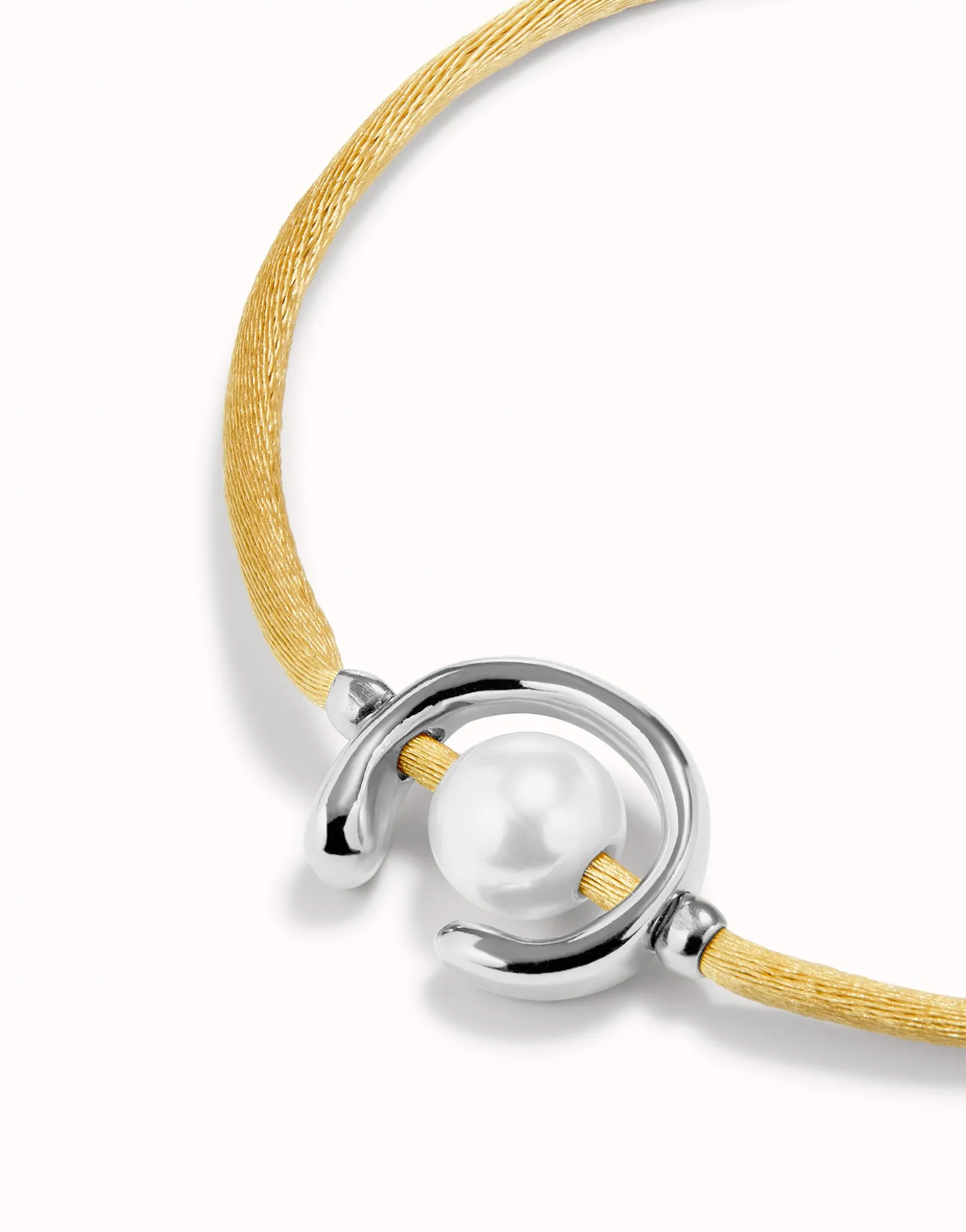Camel cord bracelet with a pearl
