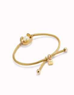 Camel cord bracelet with a pearl