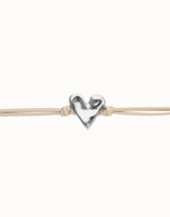 Camel leather bracelet with heart detail