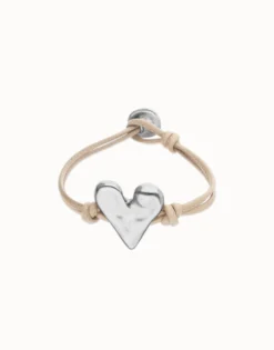 Camel leather bracelet with heart detail