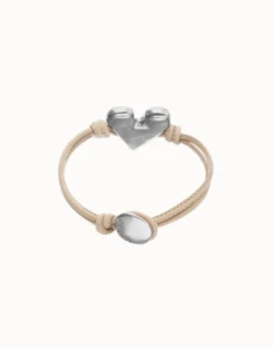 Camel leather bracelet with heart detail