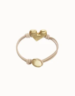 Camel leather bracelet with heart detail