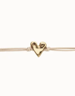 Camel leather bracelet with heart detail