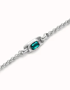 Chain bracelet with green crystal