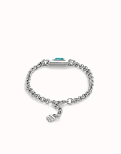 Chain bracelet with green crystal
