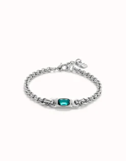 Chain bracelet with green crystal