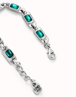 Chain bracelet with green crystals