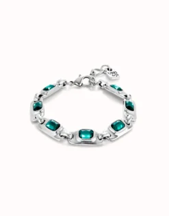 Chain bracelet with green crystals