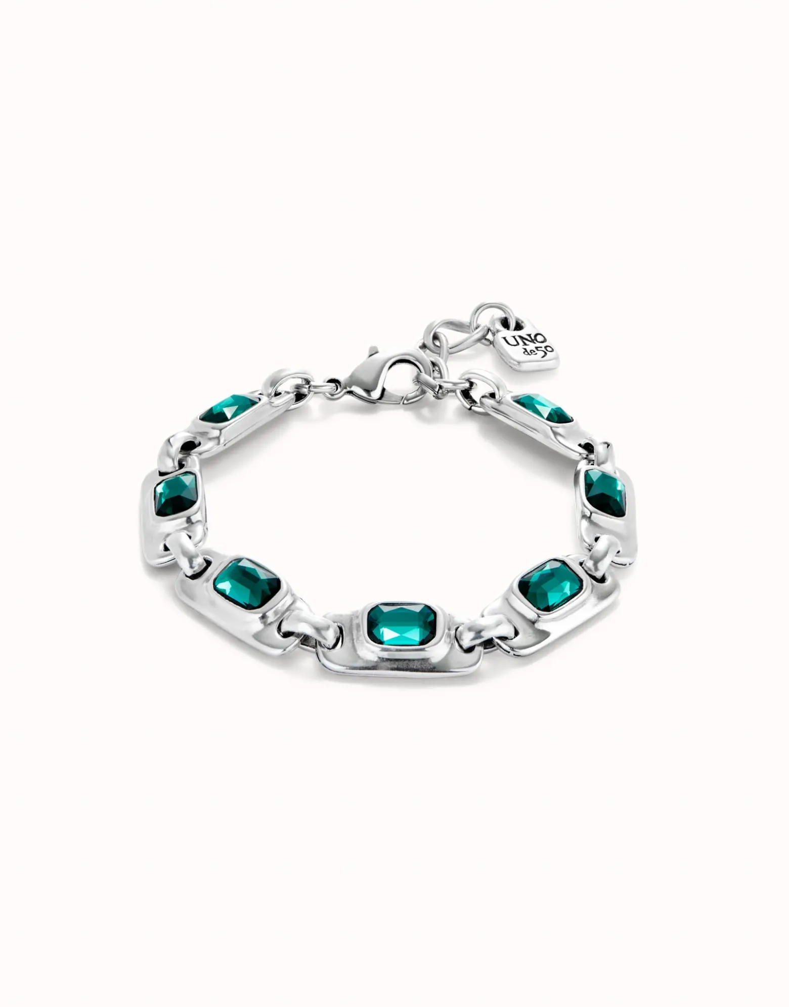 Chain bracelet with green crystals