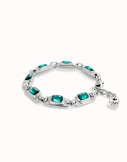 Chain bracelet with green crystals