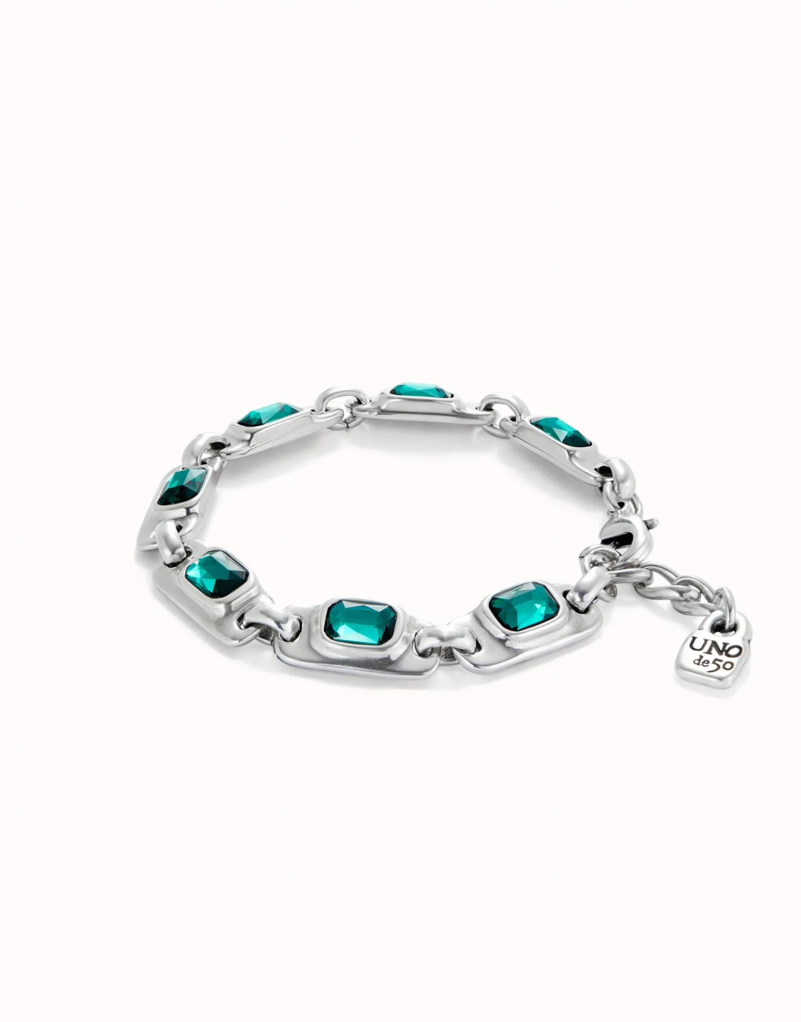 Chain bracelet with green crystals