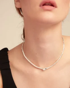 Choker necklace with white cubic zirconia