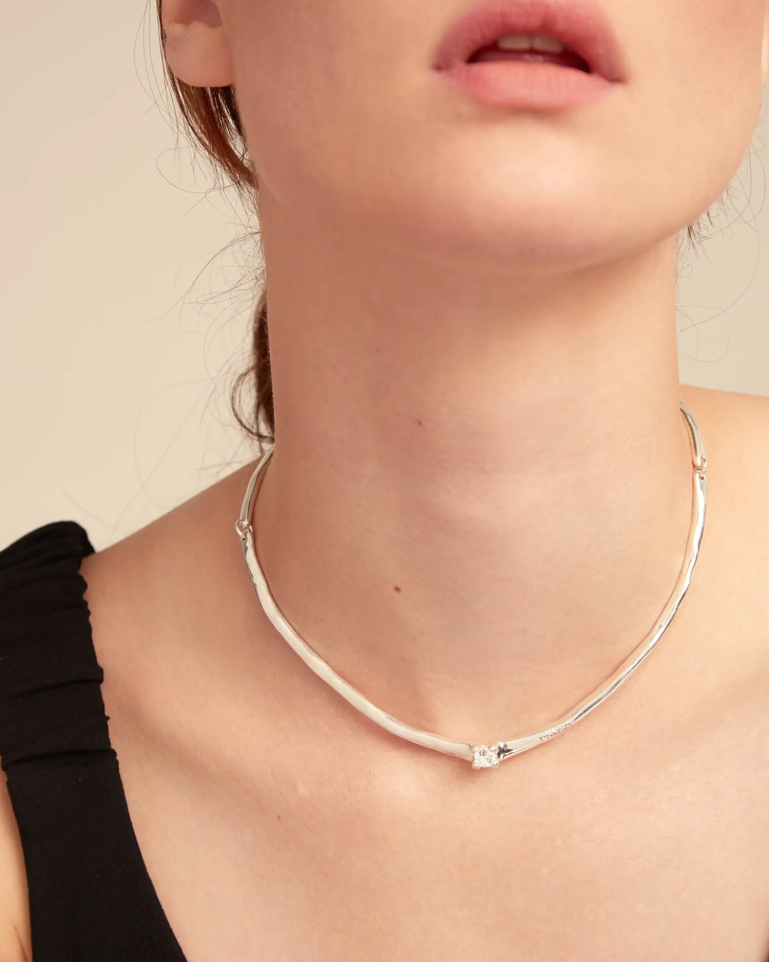 Choker necklace with white cubic zirconia