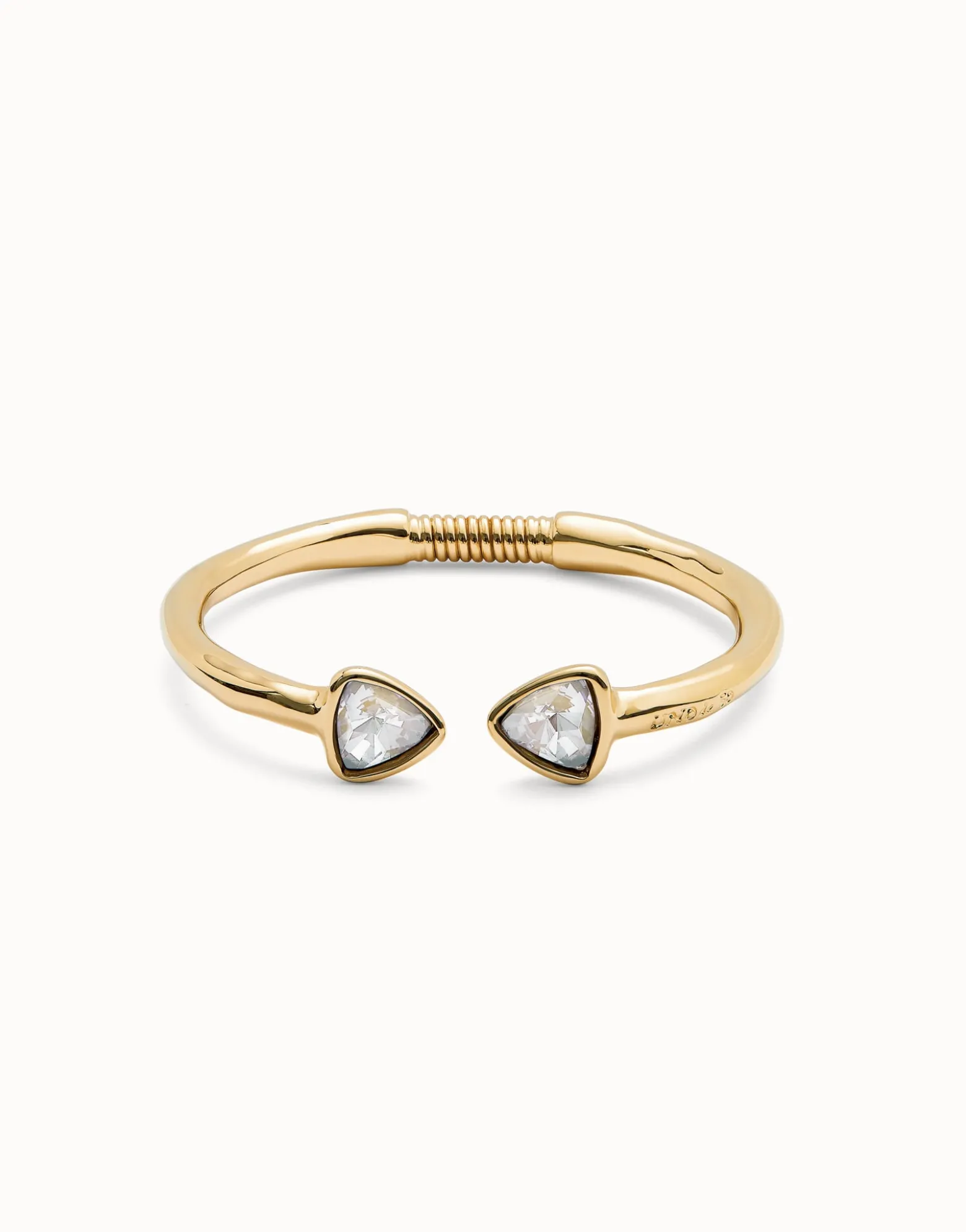 Cuff bracelet with two multicolored crystals