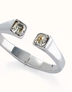 Cuff bracelet with white crystal