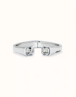 Cuff bracelet with white crystal