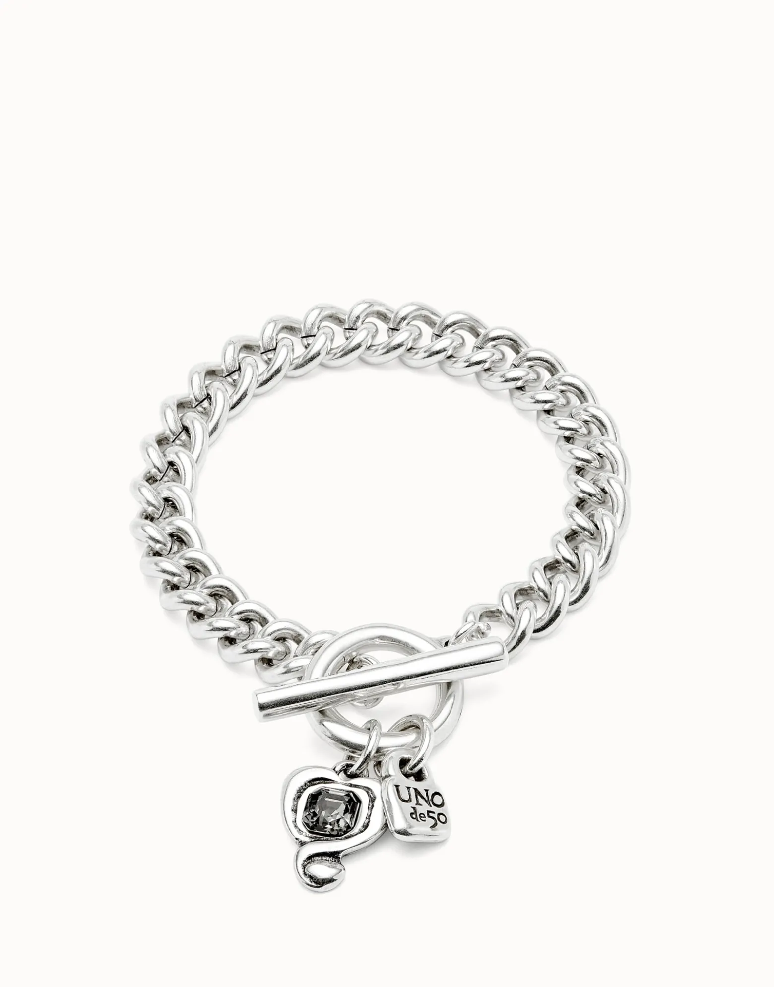 Curb link chain bracelet with charms