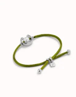Dark green cord bracelet a pearl