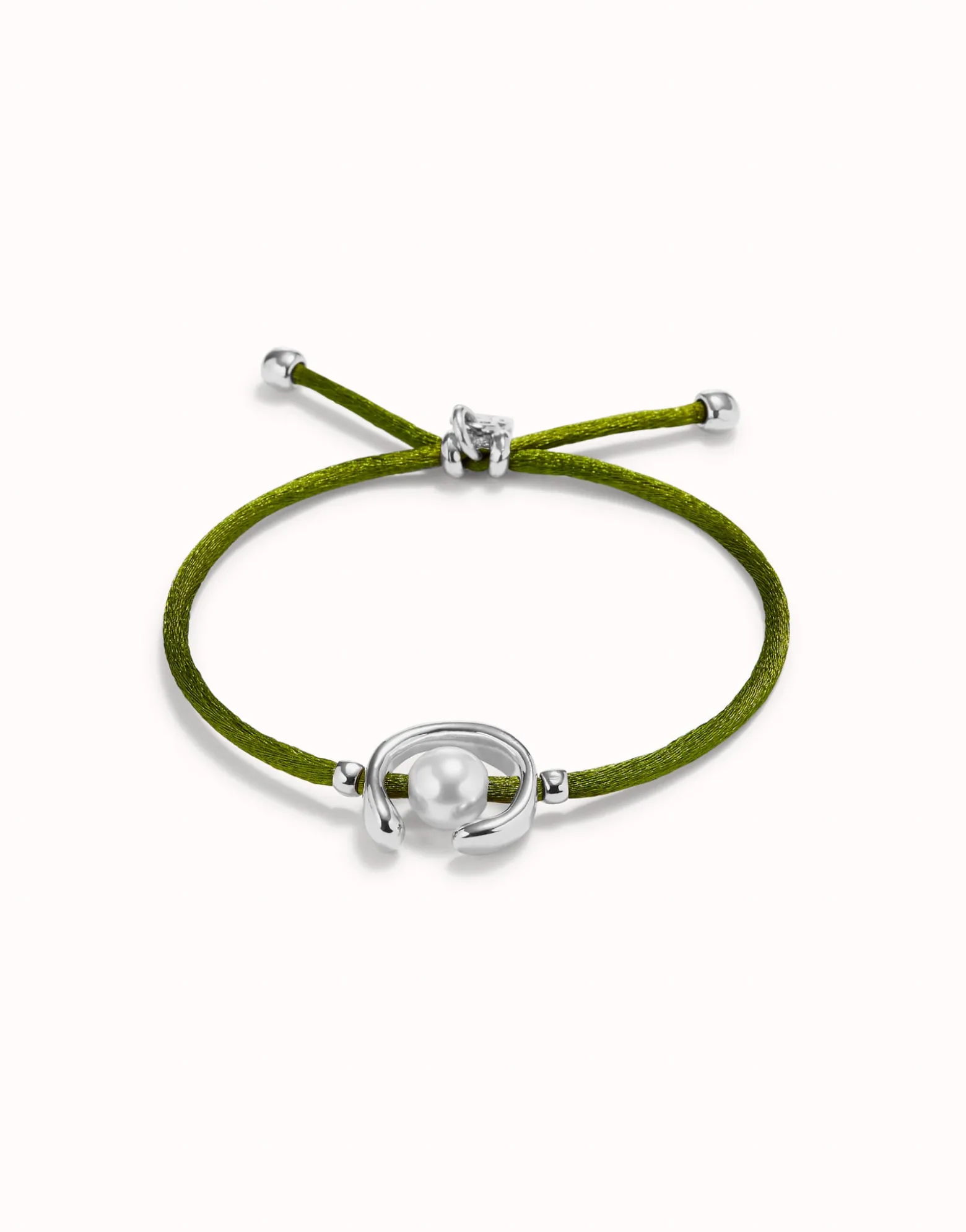 Dark green cord bracelet a pearl