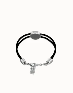 Double black leather birthstone bracelet with eye