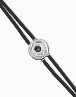 Double black leather birthstone bracelet with eye