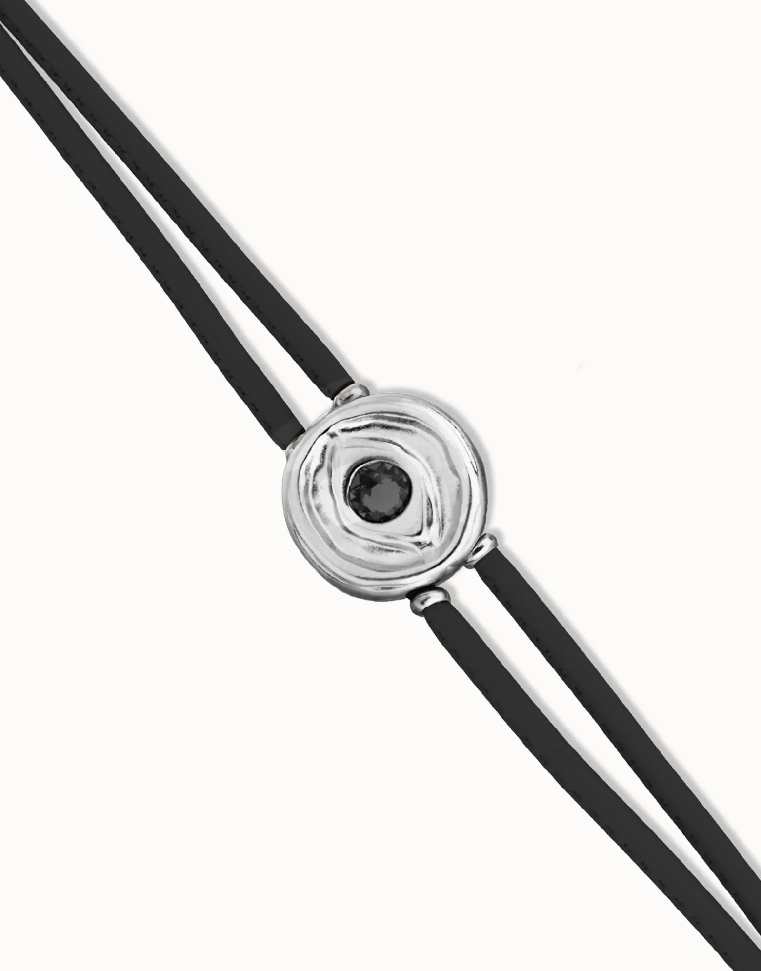 Double black leather birthstone bracelet with eye