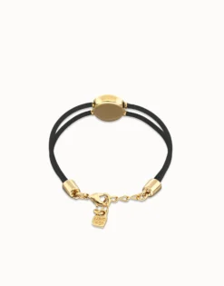Double black leather birthstone bracelet with eye