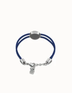 Double blue leather birthstone bracelet with eye