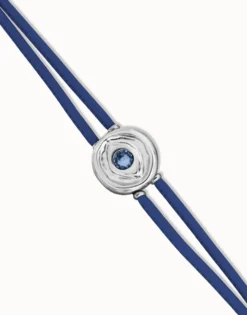 Double blue leather birthstone bracelet with eye