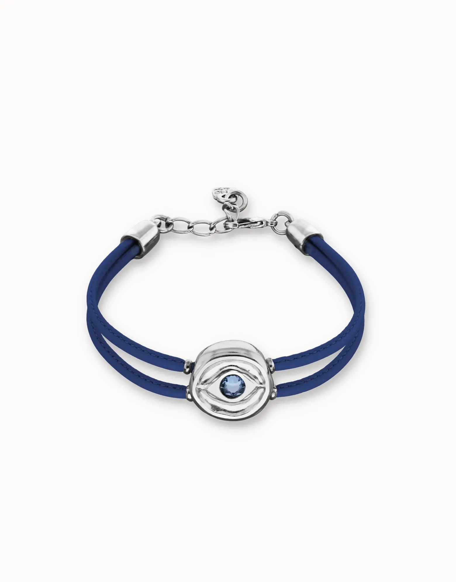 Double blue leather birthstone bracelet with eye