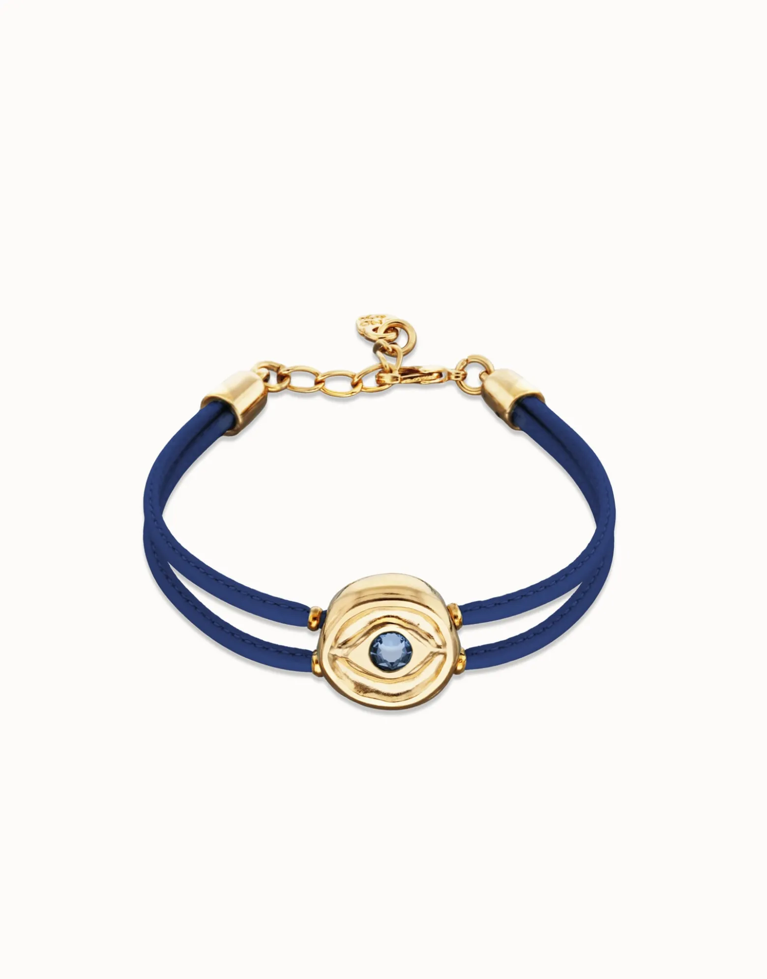 Double blue leather birthstone bracelet with eye