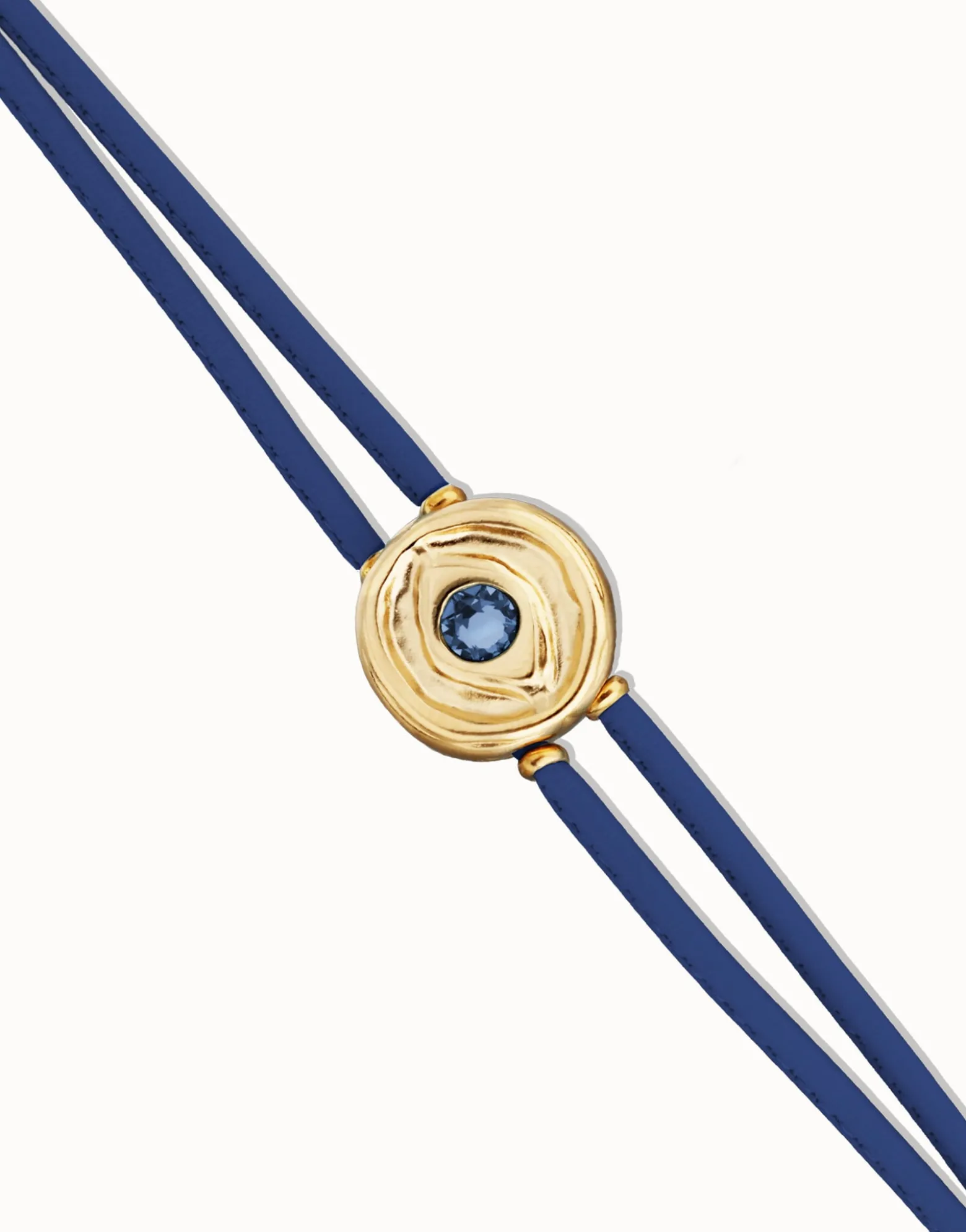 Double blue leather birthstone bracelet with eye