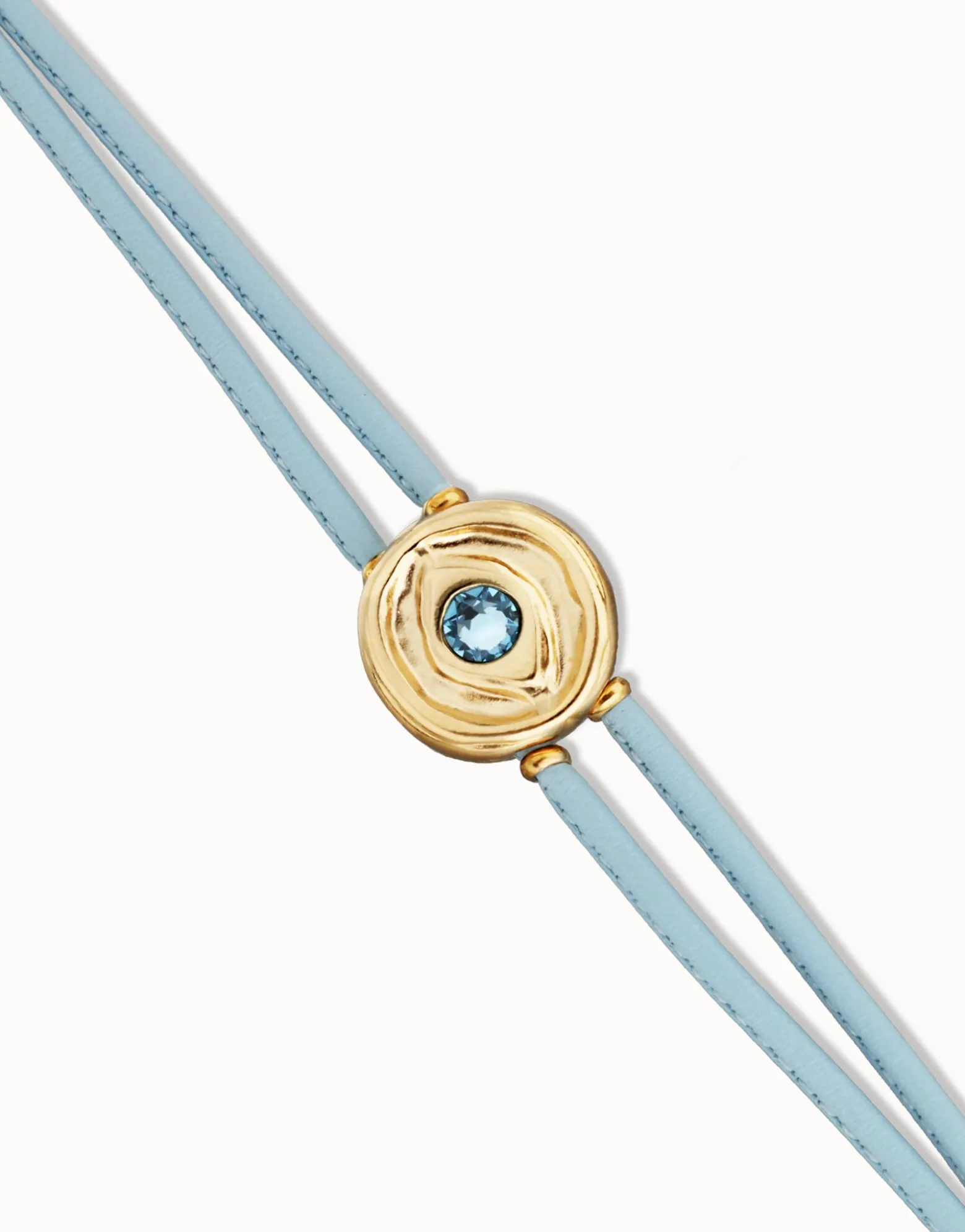 Double blue leather birthstone bracelet with eye