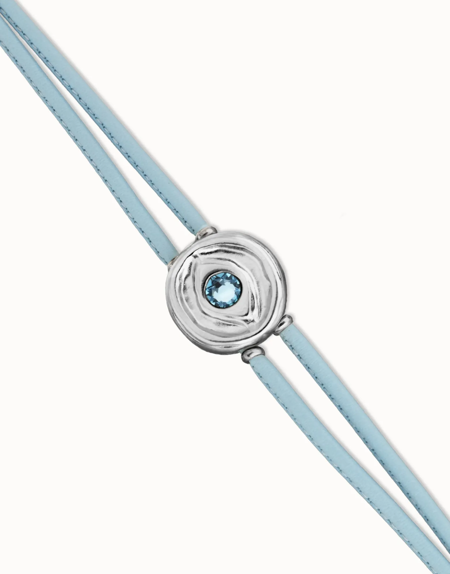 Double blue leather birthstone bracelet with eye
