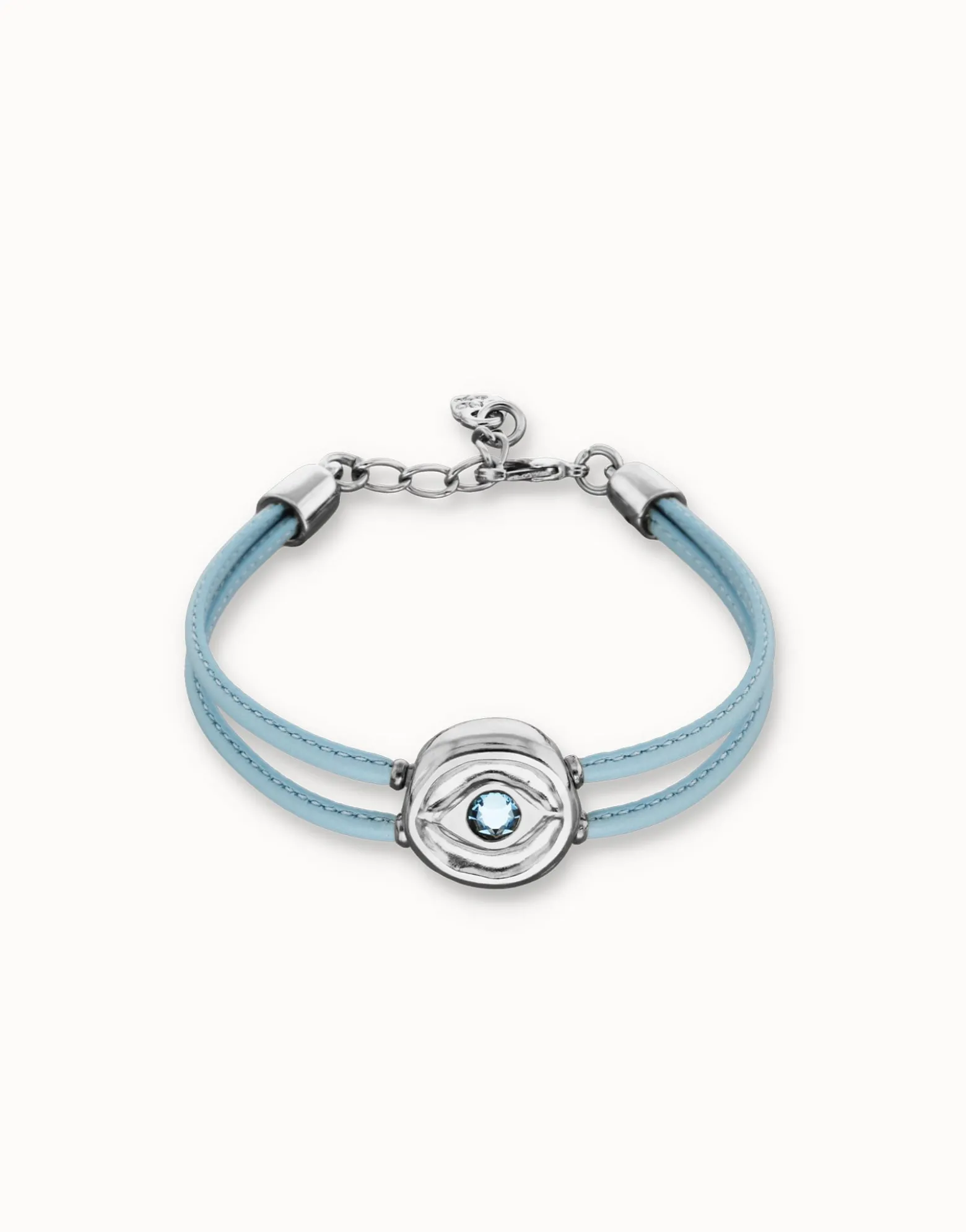 Double blue leather birthstone bracelet with eye