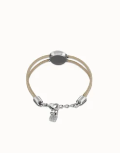 Double ivory leather birthstone bracelet with eye