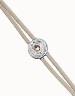 Double ivory leather birthstone bracelet with eye