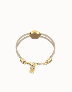 Double ivory leather birthstone bracelet with eye
