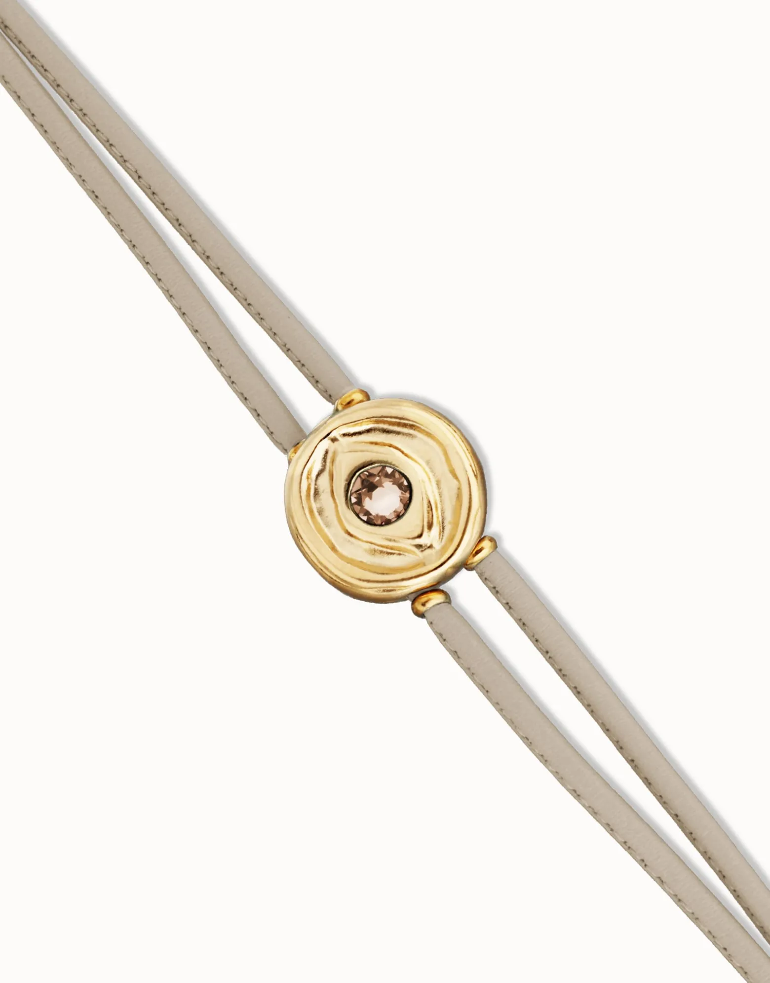 Double ivory leather birthstone bracelet with eye