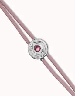 Double lilac leather birthstone bracelet with eye