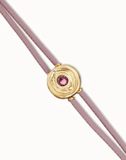 Double lilac leather birthstone bracelet with eye