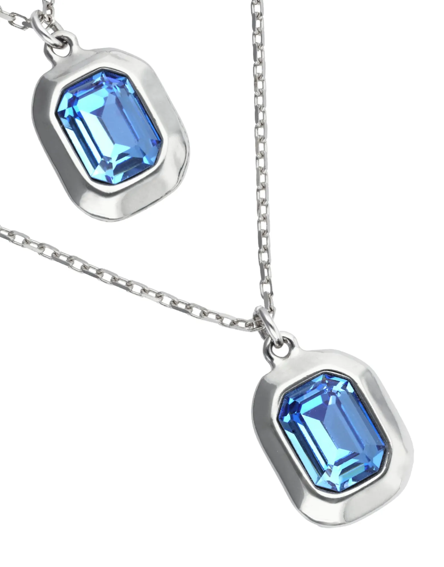 Double necklace with two rectangular faceted crystals